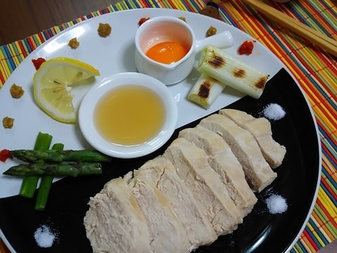 鶏胸肉 with 白だし黄身だれ